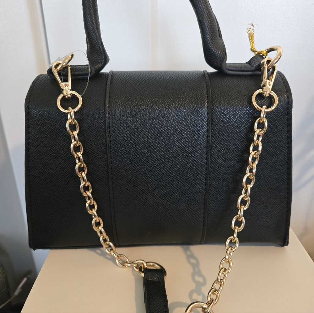 Bebe Amabella satchel in black with gold B logo New. Retail Is Is $99 - Picture 4 of 7